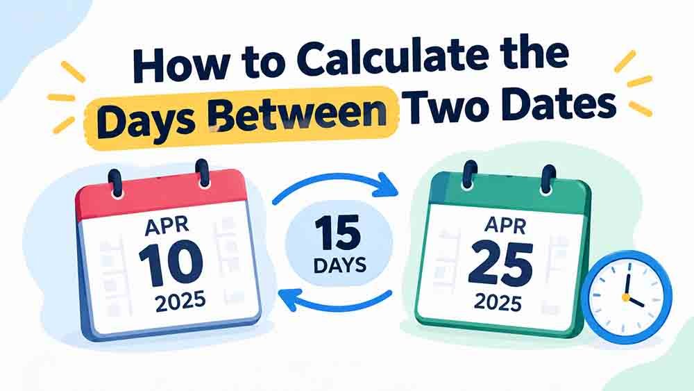 Days between two dates calculation calendar