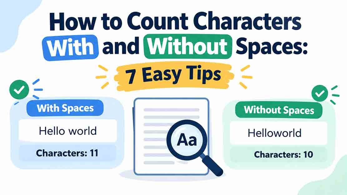 how to count characters with and without spaces