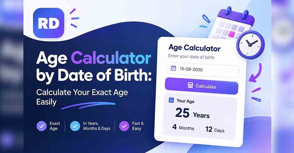 How many days old am I calculator showing a date of birth and calendar