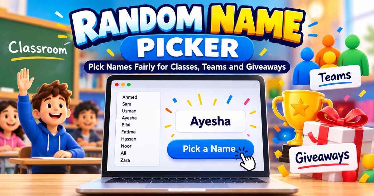 Random name picker for fair classroom, team and giveaway selections